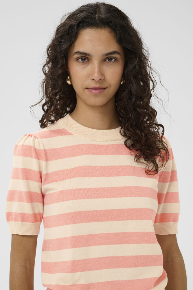SAINT TROPEZ Mila SS Block Stripe Pullover Pink - Farmor Ingvarda