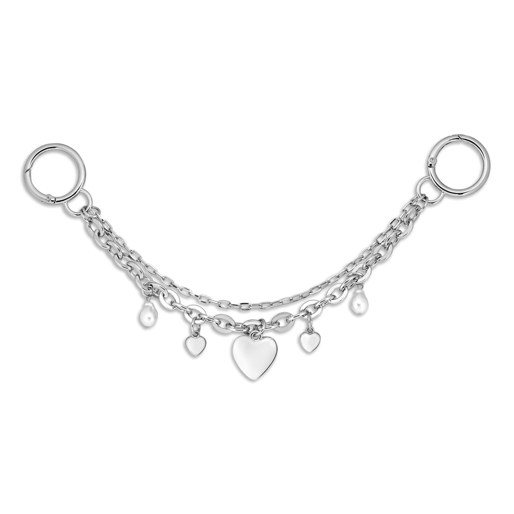 SUI AVA Chain w. pearly heart bag charm - Farmor Ingvarda