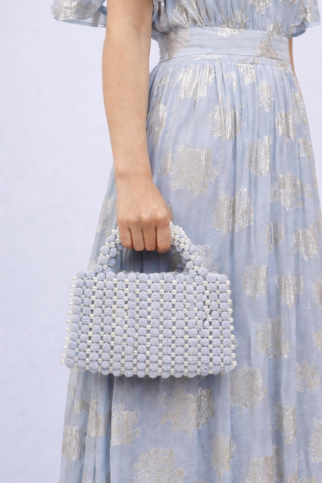 SUI AVA Handmade Pearl Bag Blue - Farmor Ingvarda