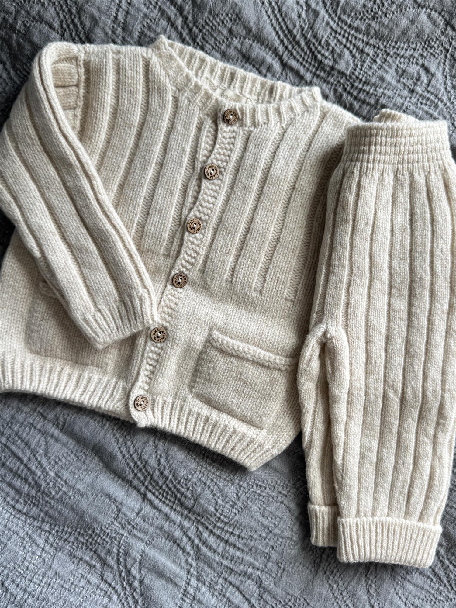 WEDOBLE Strikket Jakke Ribb,Ull Beige Melert - Farmor Ingvarda