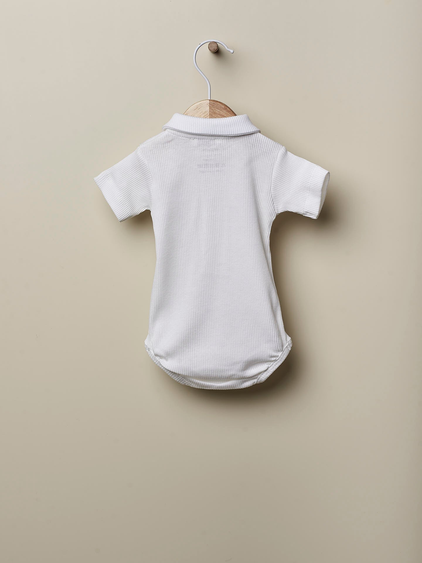 WEDOBLE Rib Body m/krage,kort erm Krem - Farmor Ingvarda