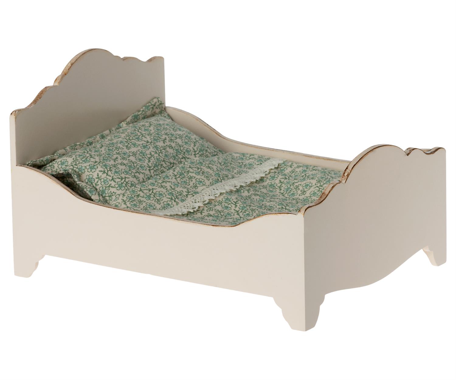 MAILEG Wooden bed,Mouse Krem