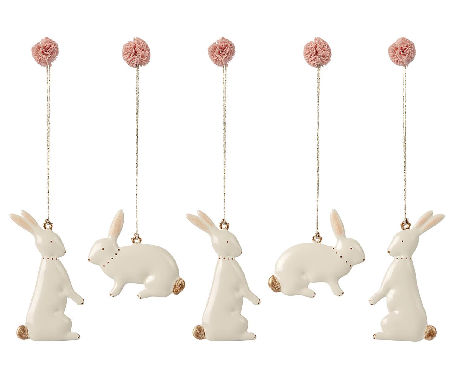 MAILEG 5 Easter bunny ornaments Hvit