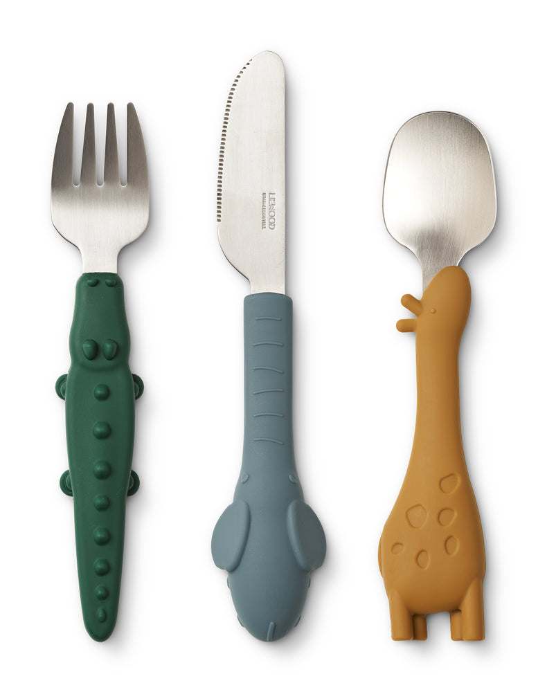 LIEWOOD Tove Cutlery Set,3pcs. Grønn Mix