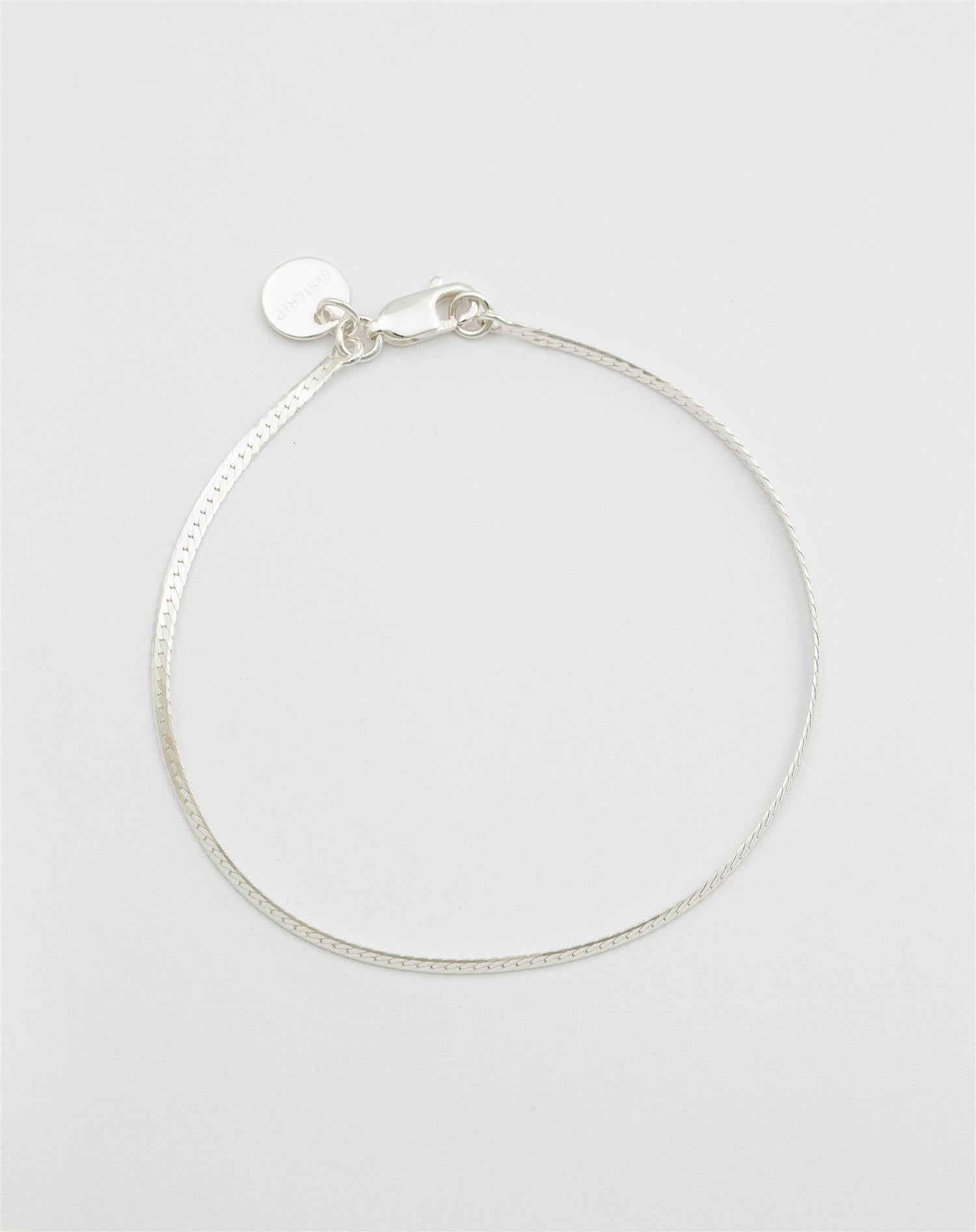 SYSTER P Herringbone Bracelet,str.M/L Sølv