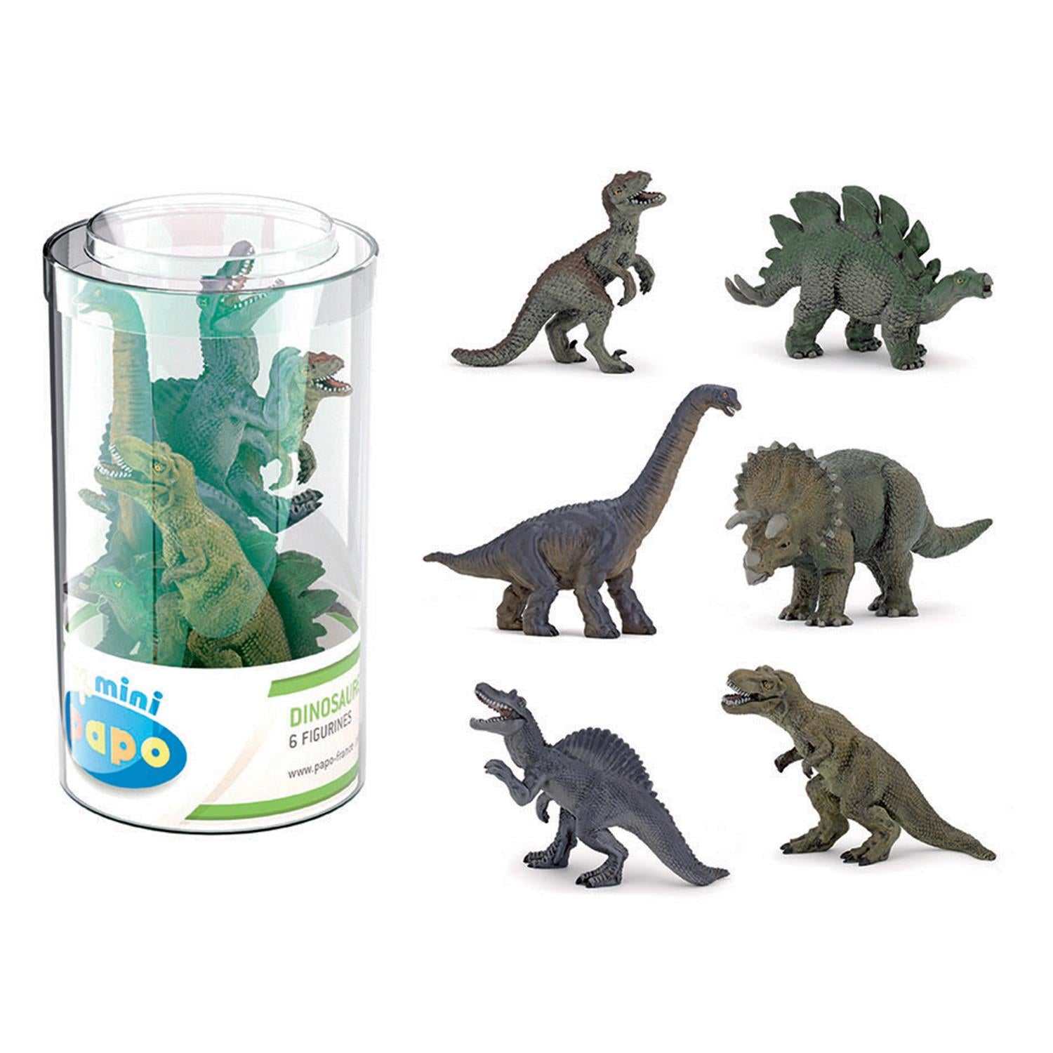 PAPO 6 miniatyrfigurer,Dinosaurer Grønn