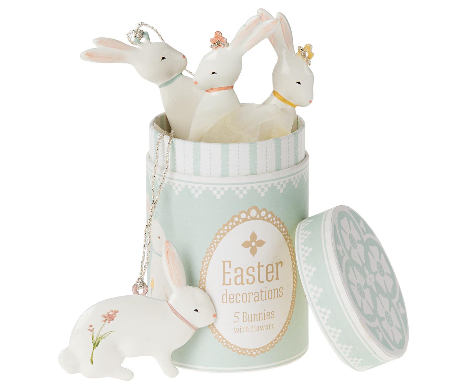 MAILEG Easter bunny ornaments,5pk Mint - Farmor Ingvarda