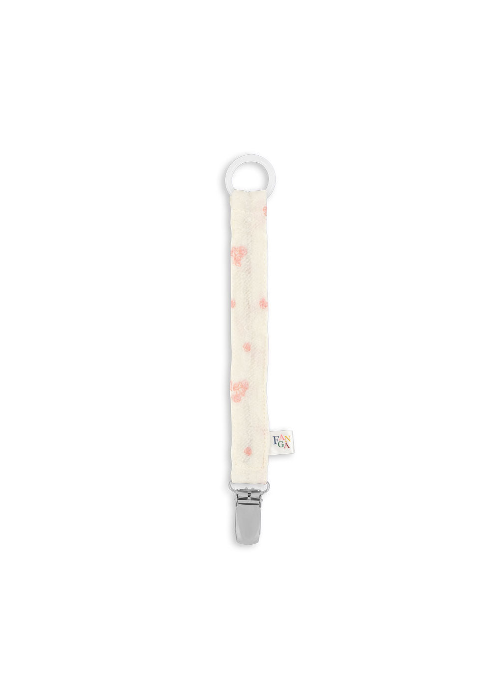 FANGA FONTANA by Konges Sløjd Ven Pacifier Strap Krem/Rosa - Farmor Ingvarda