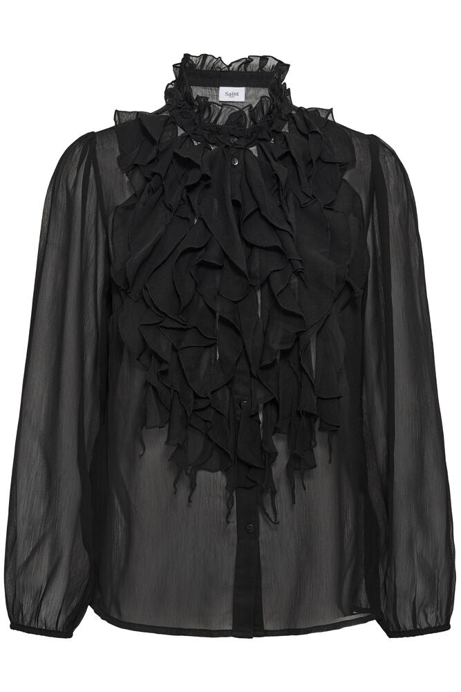 SAINT TROPEZ Lilja Crinkle Shirt Black