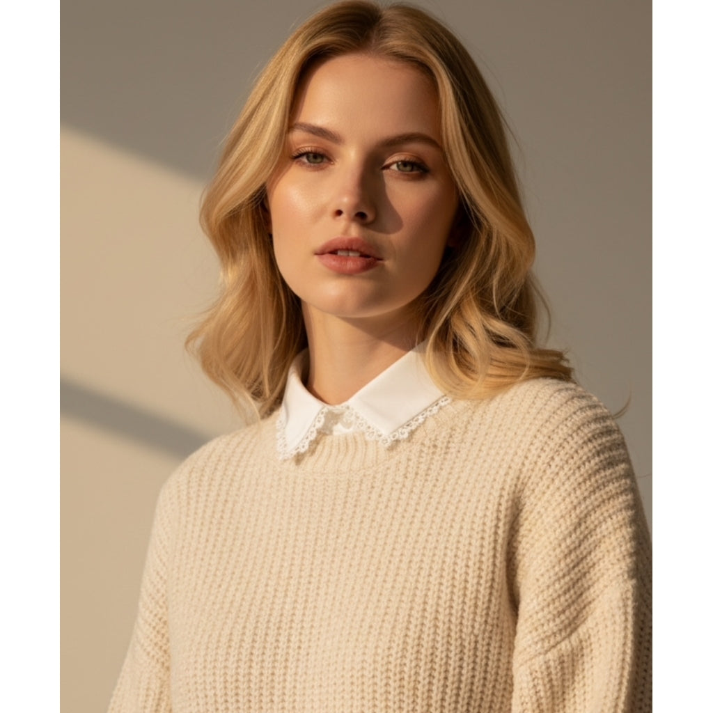 ENDLESS Skjortekrage med liten blondekant