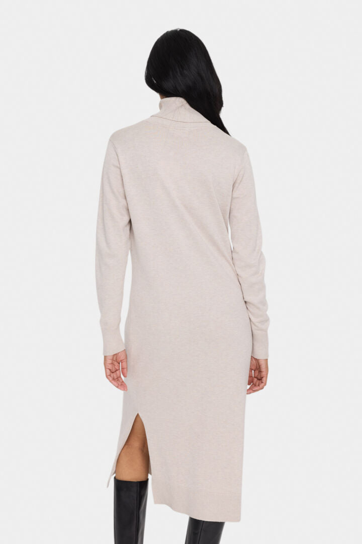 SAINT TROPEZ Mila rollneck long dress Lysegrå