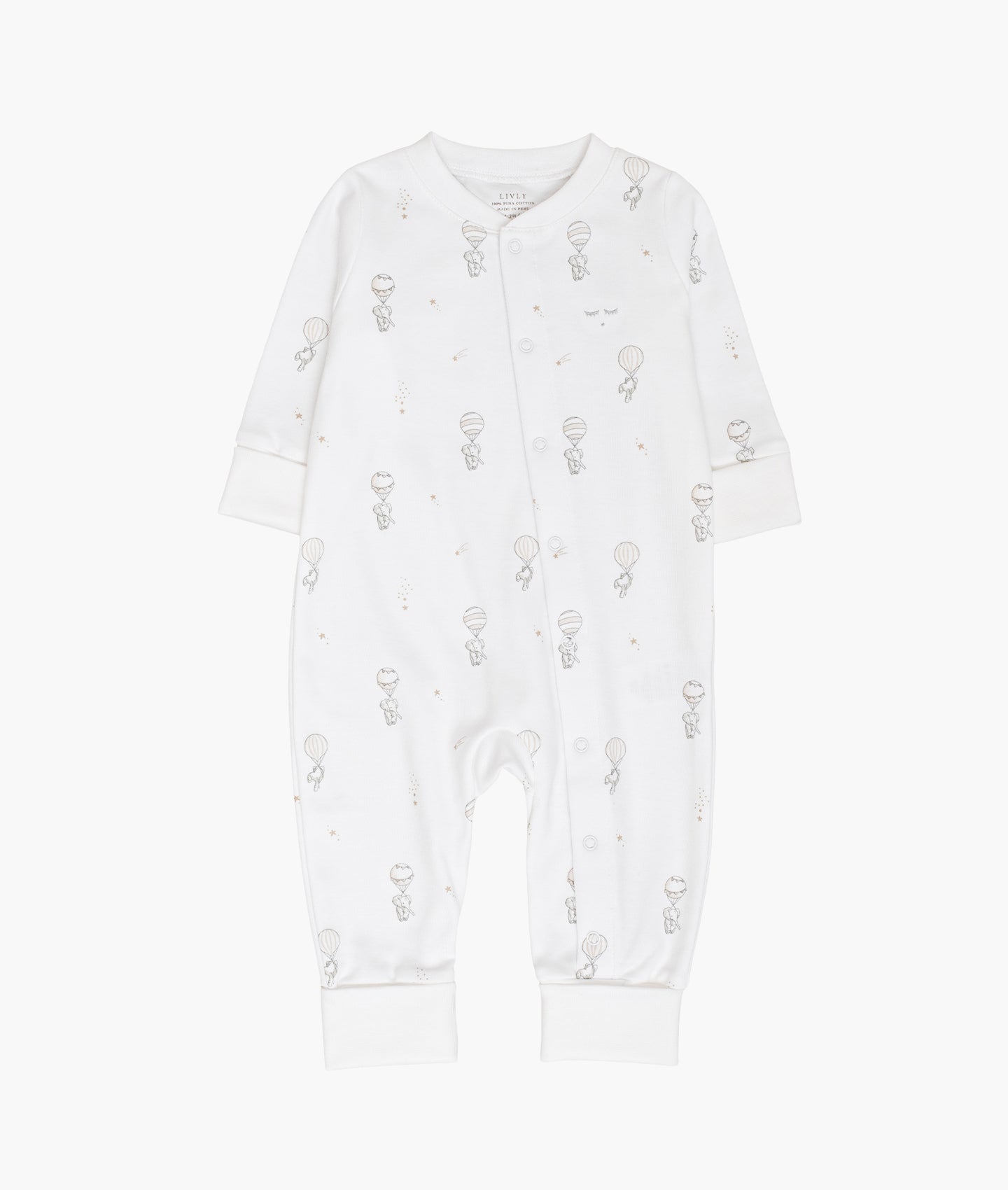 LIVLY Flying Elephants Overall Hvit