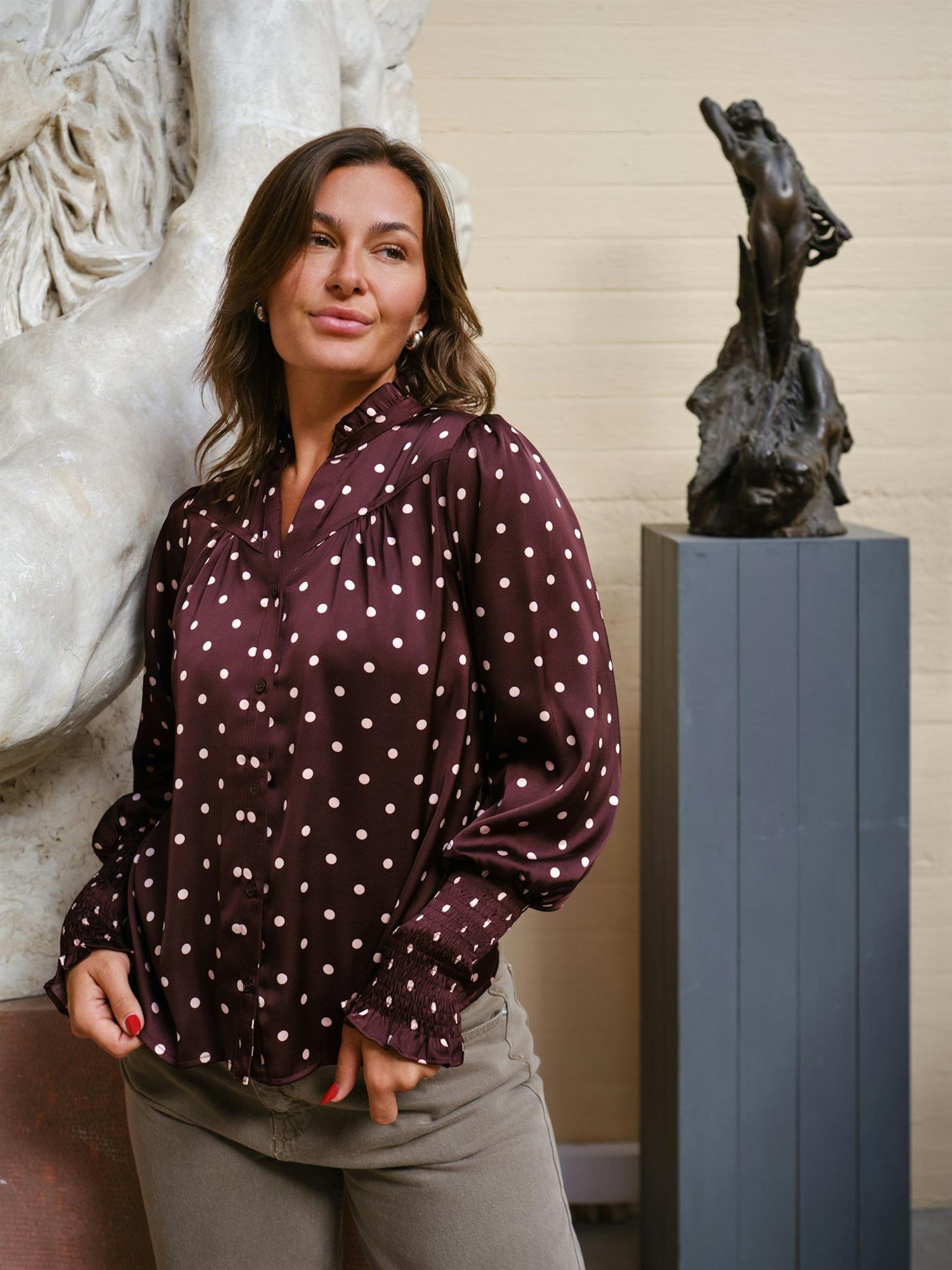 NEO NOIR Camisa Dot Blouse Burgundy