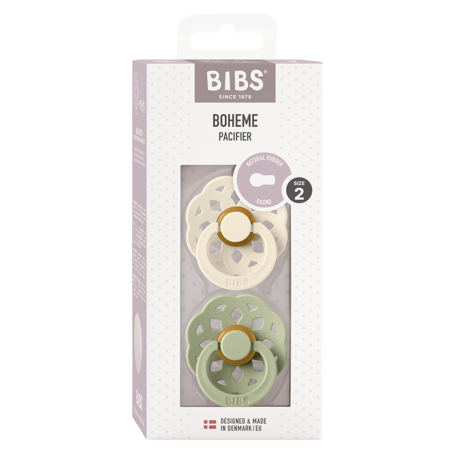 BIBS 2pk.smokk str2,Rund,Boheme Krem/Mint