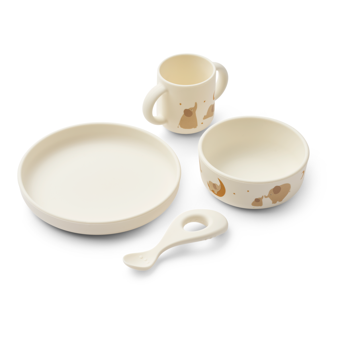LIEWOOD Vivi Printed Silicone Set,Elephant Krem