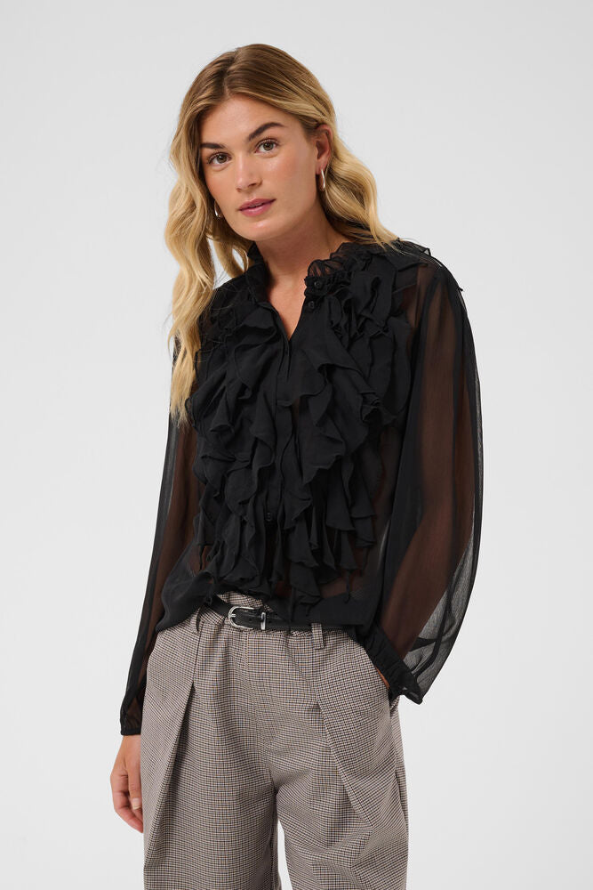 SAINT TROPEZ Lilja Crinkle Shirt Black