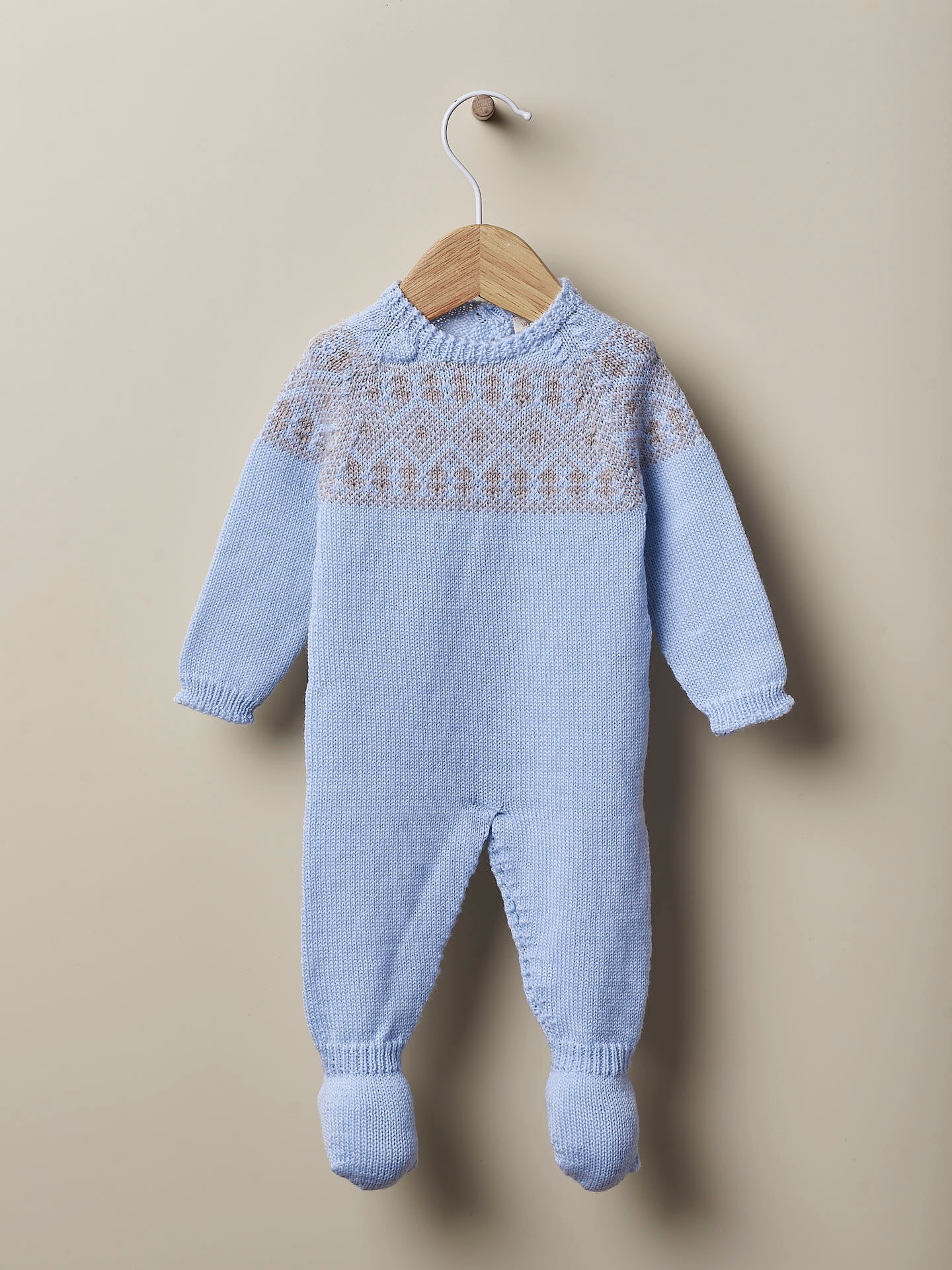 WEDOBLE Jacquard Babygrow,Wool Lyseblå