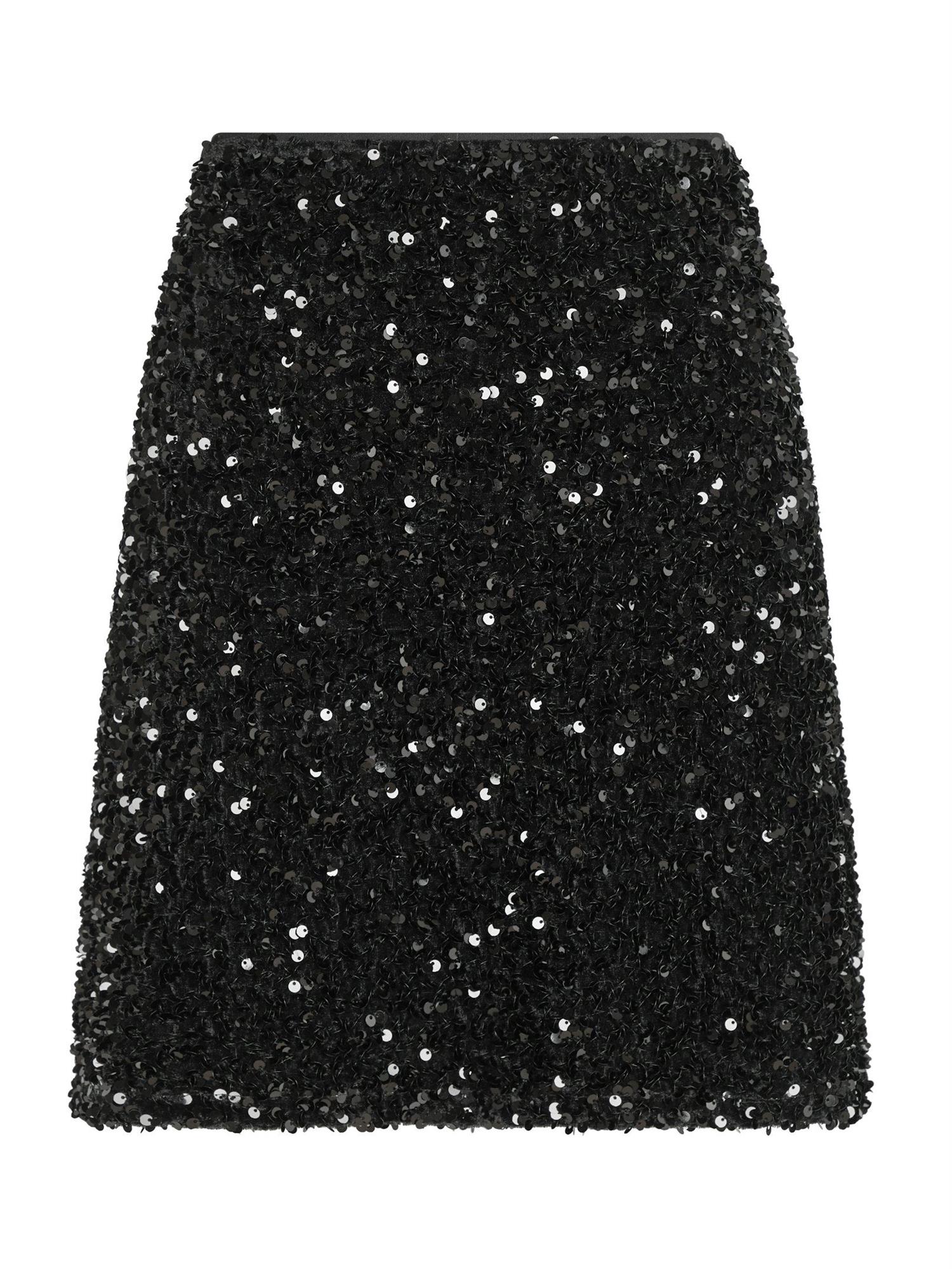 NEO NOIR Miva Velvet Sequins Skirt Sort