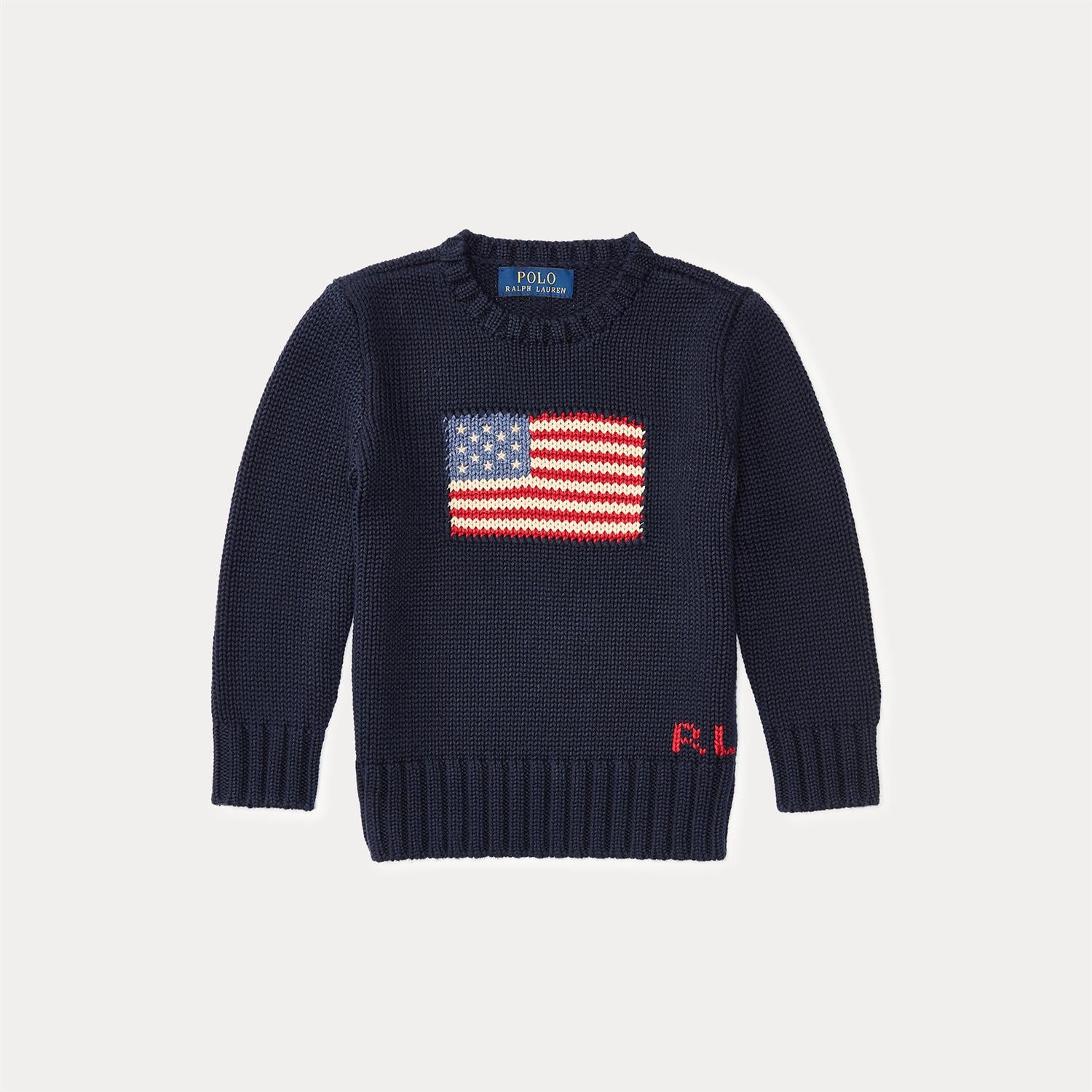 RALPH LAUREN 2-7År Flag CN Sweater Mørkeblå