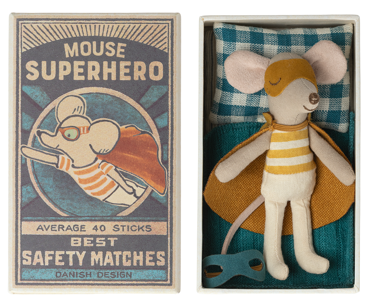 MAILEG Super hero mouse,Little Brother in box Multi