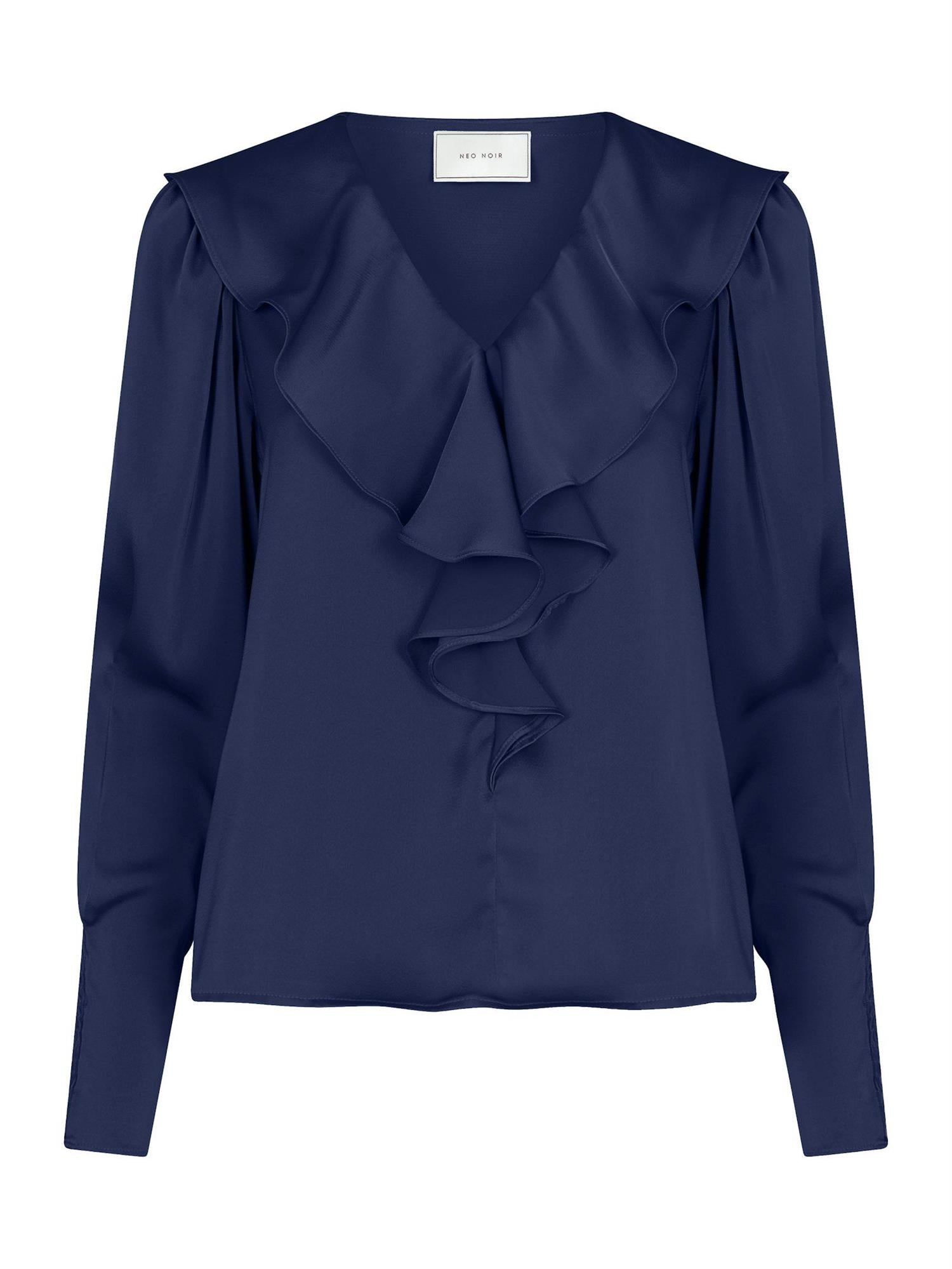 NEO NOIR Sandie Sateen Blouse Mørkeblå