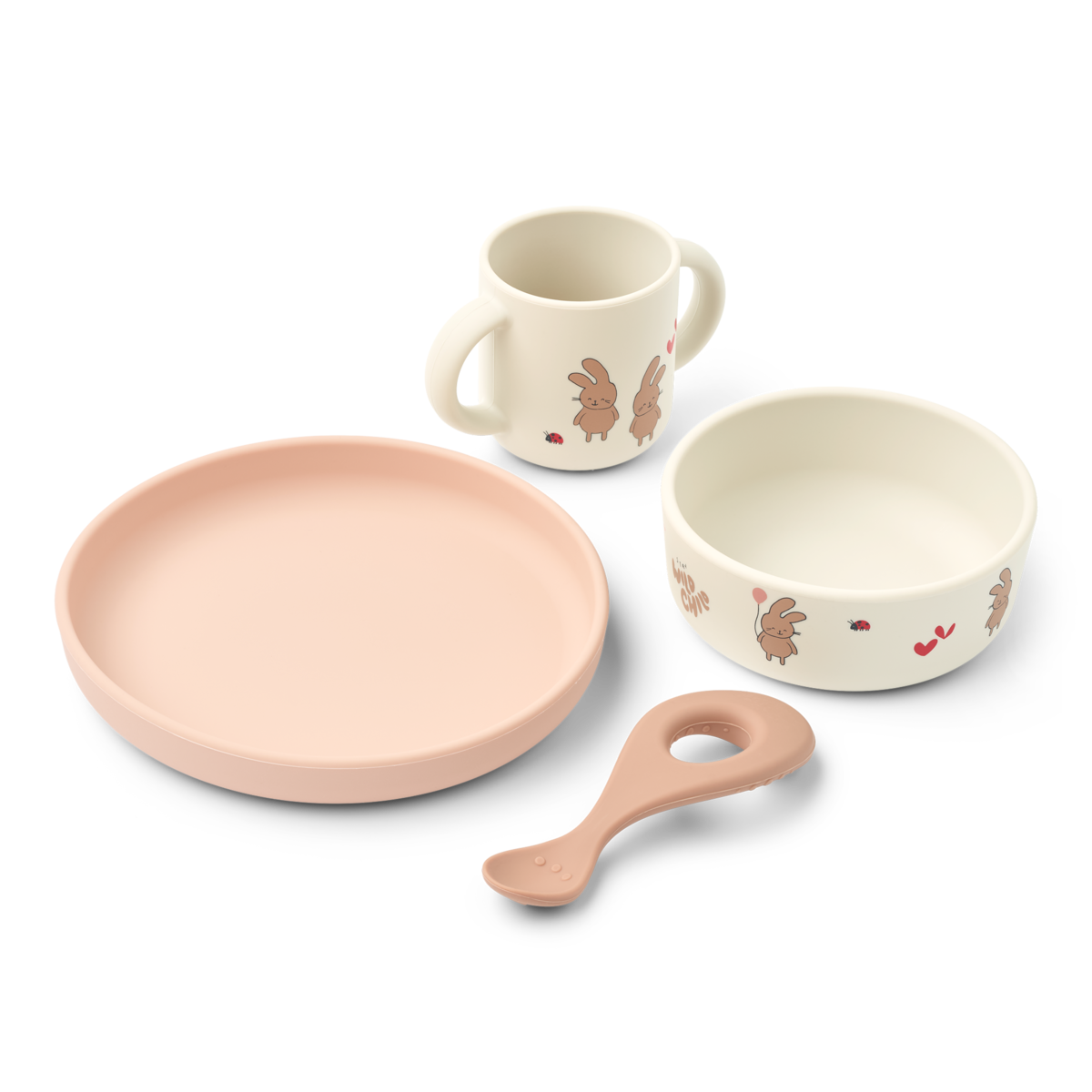 LIEWOOD Vivi Printed Tableware Set,Wild Child Lyserosa/Krem