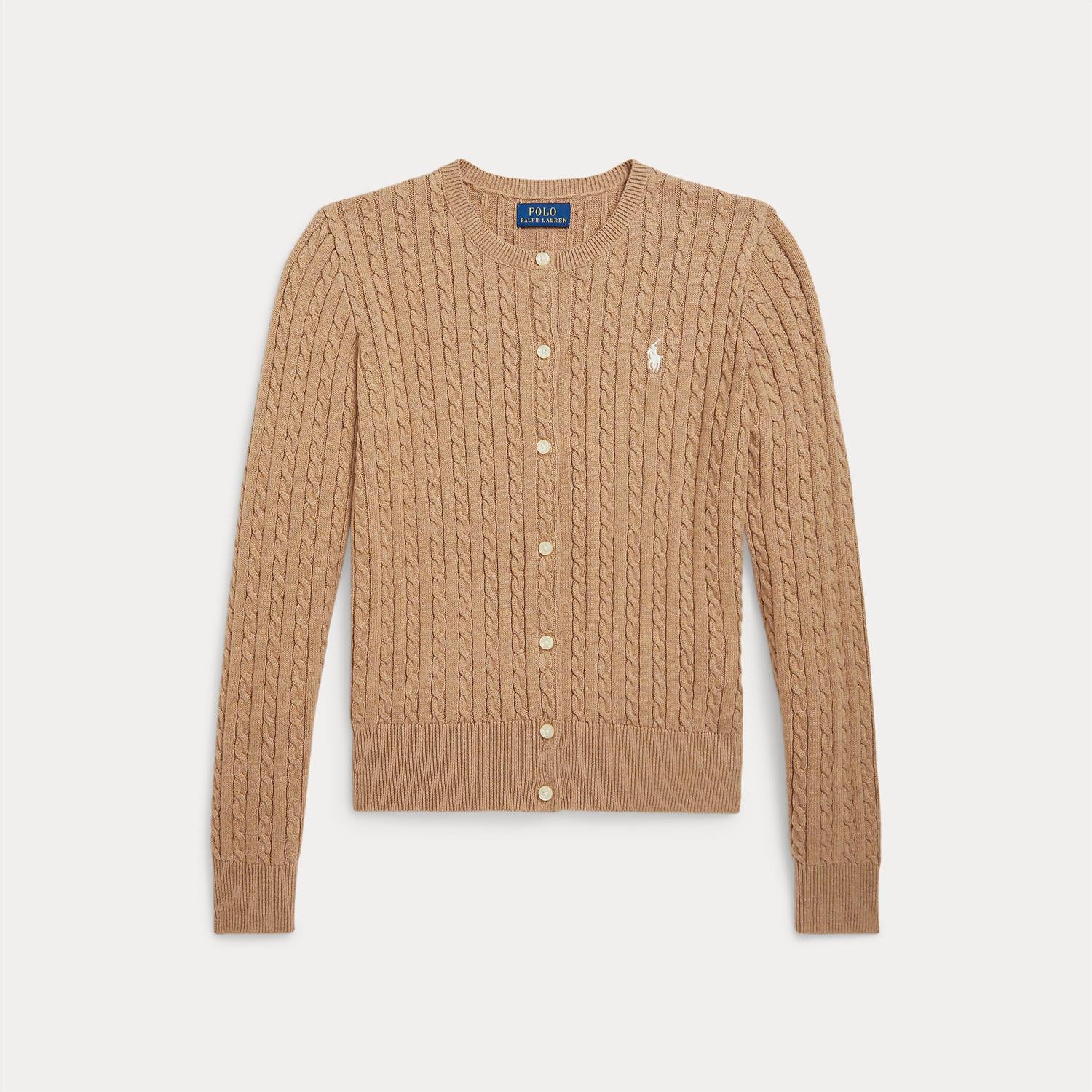 RALPH LAUREN 8-16År Cardigan m/flettestrikk,Jente Camel