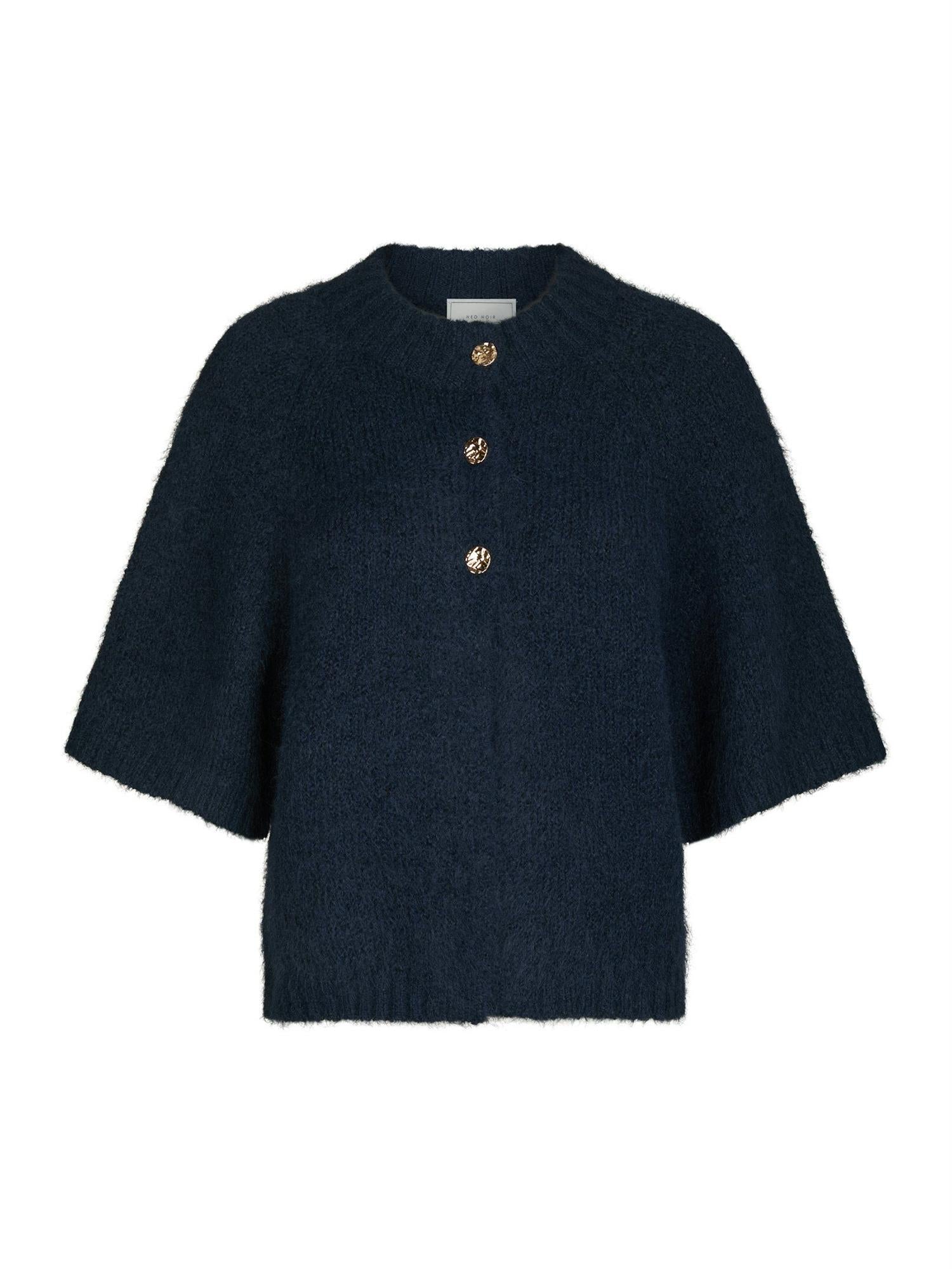 NEO NOIR Benuta Fluffy Knit Cardigan Navy