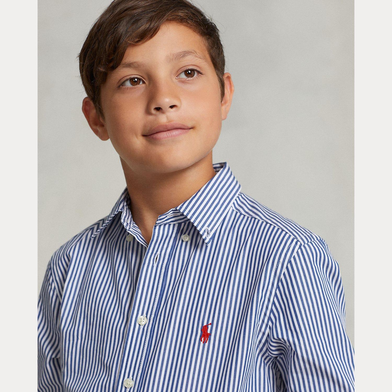 RALPH LAUREN 8-16År Striped Cotton Poplin Shirt,Teens Blå/Hvit