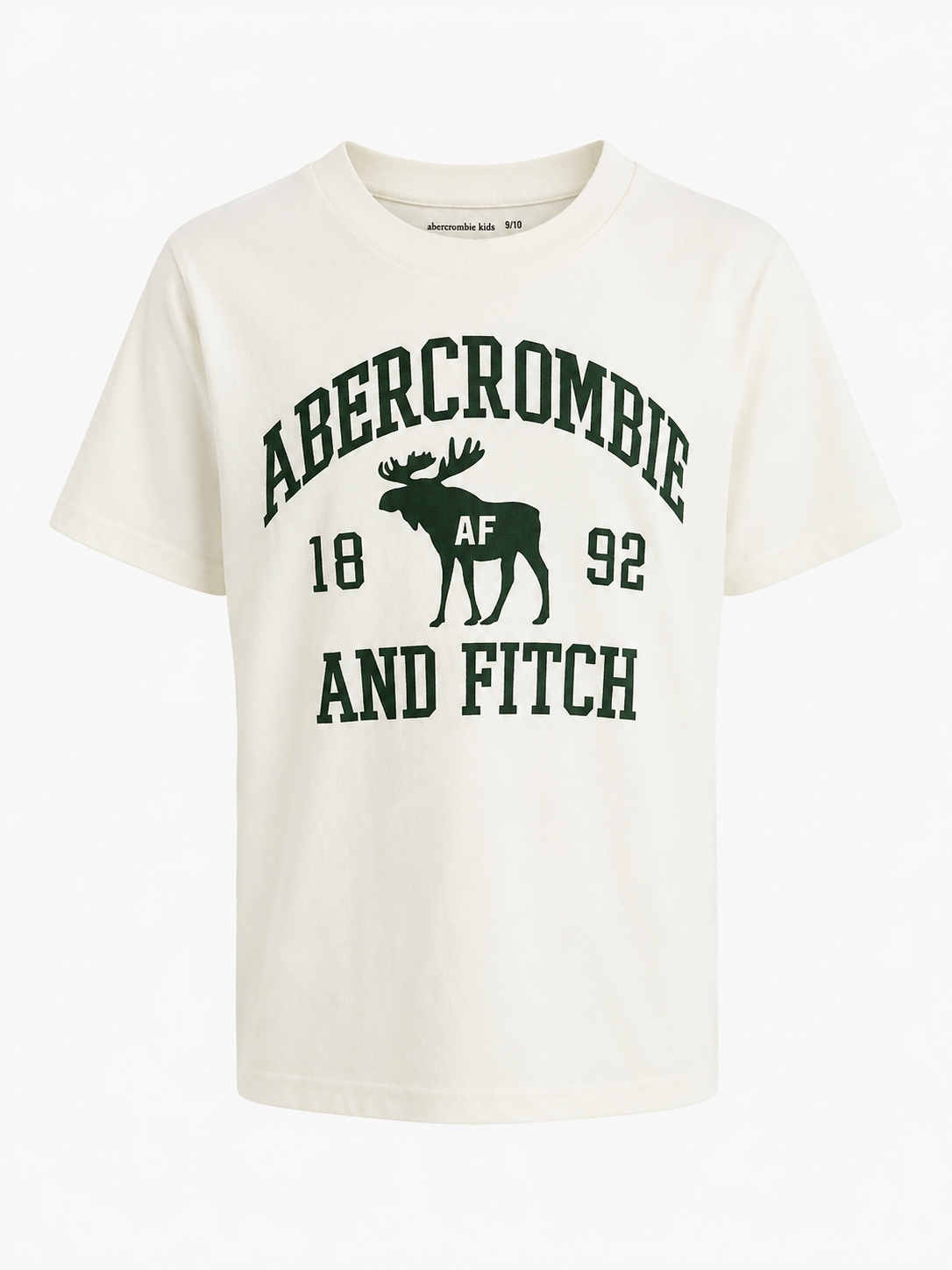 ABERCROMBIE & FITCH T-skjorte m/logo foran Krem