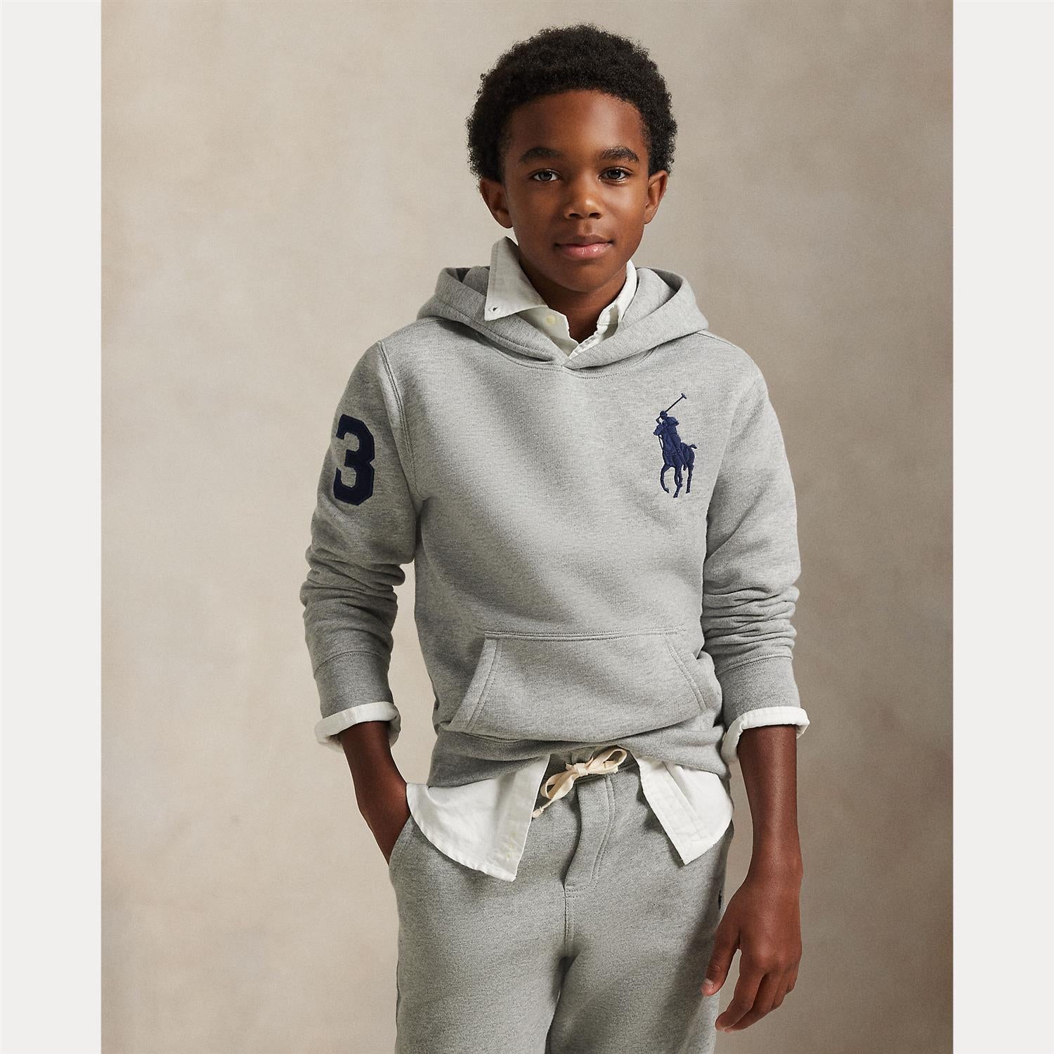 RALPH LAUREN 8-16År Hettegenser m/stor logo Grå