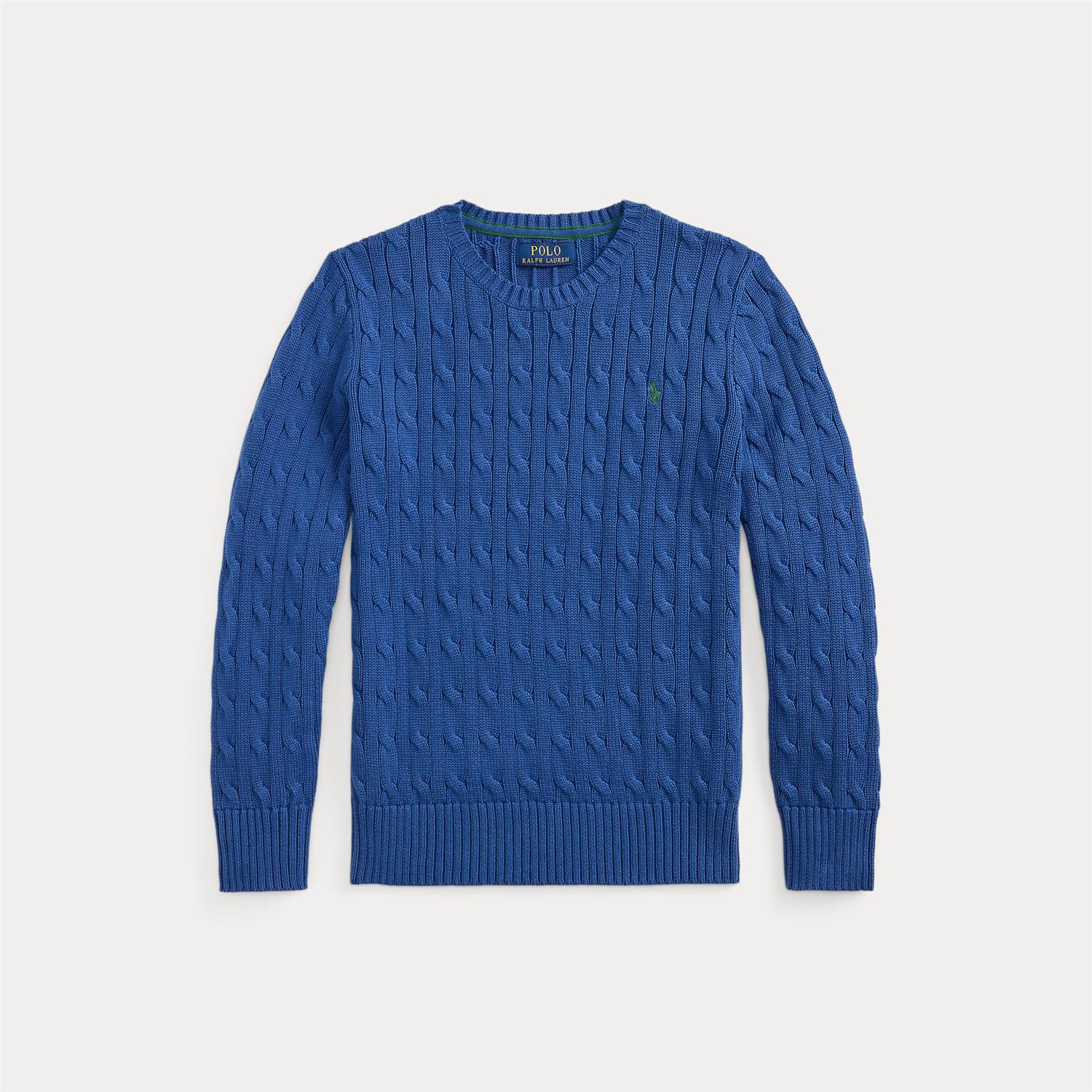 RALPH LAUREN 8-16År Strikket genser m/fletter Kongeblå