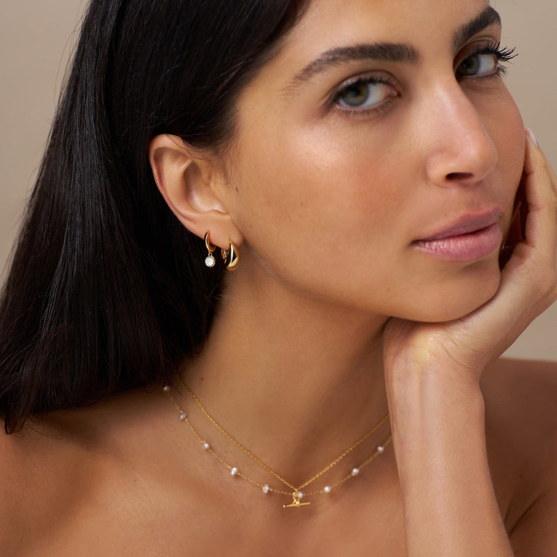 ORELIA Tapered Domed Hoop Gold