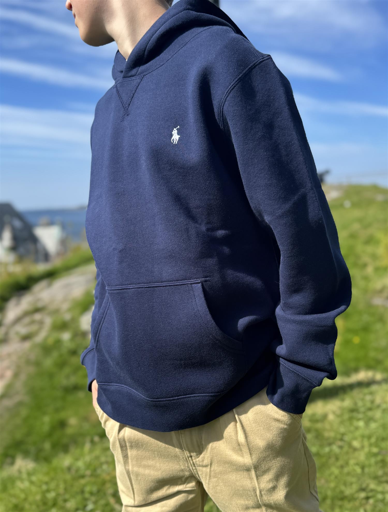 RALPH LAUREN 8-16År LS Polo Hood Tops,Teens Mørkeblå