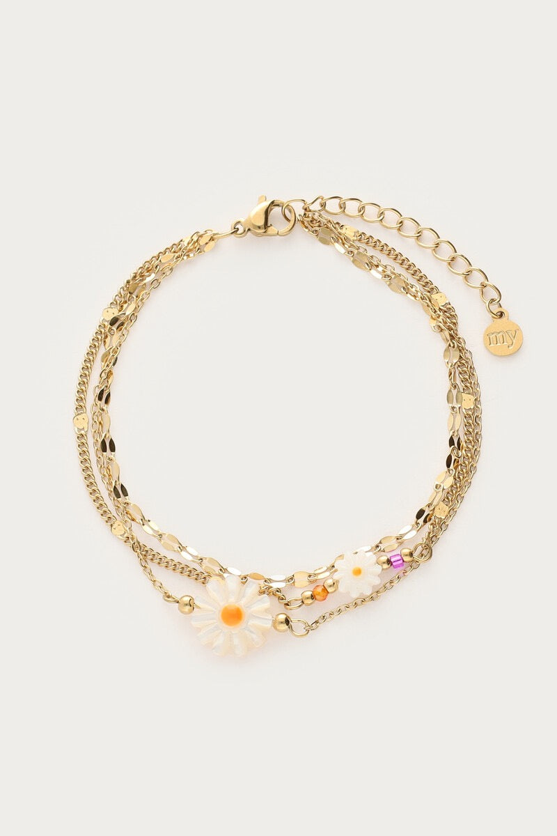 MY JEWELLERY Botanical triple bracelet with white flowers - Farmor Ingvarda