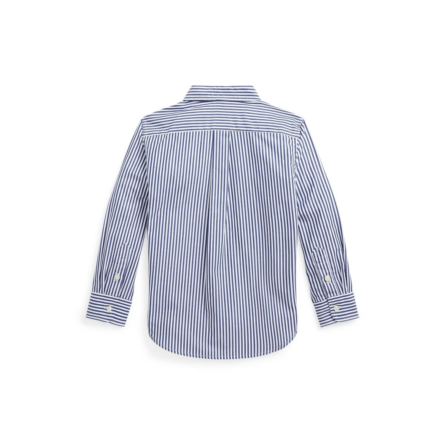 RALPH LAUREN 2-7År Striped Cotton Poplin Shirt,Blå logo