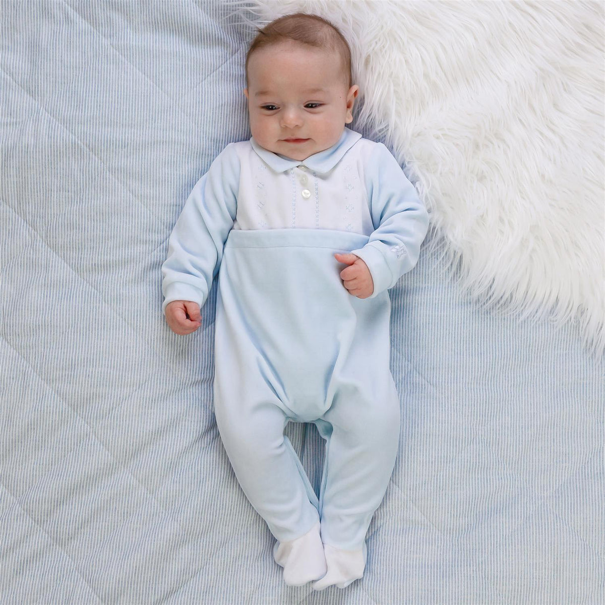 EMILE ET ROSE Monty Babydress,Velour Blå/Hvit