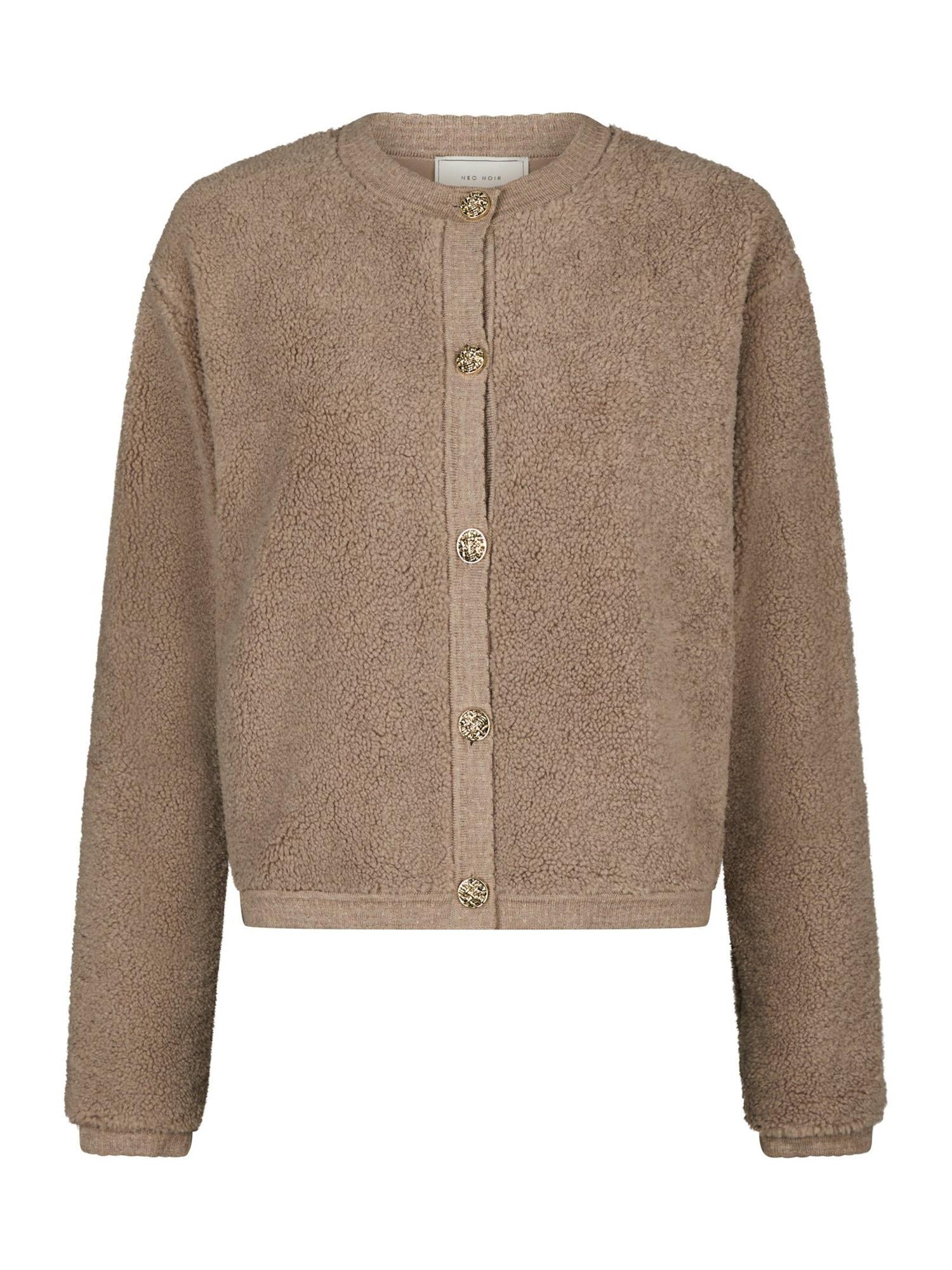 NEO NOIR Limo Fluffy knit Cardigan Sand
