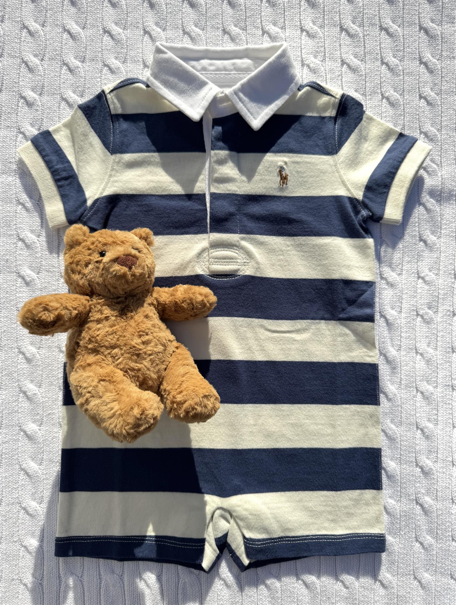 RALPH LAUREN Baby 0-24mnd. Rugby sommerdress Blå/Stripet
