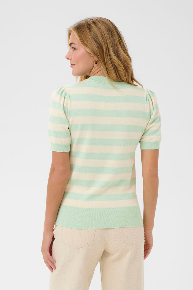 SAINT TROPEZ Mila SS Block Stripe Pullover Green