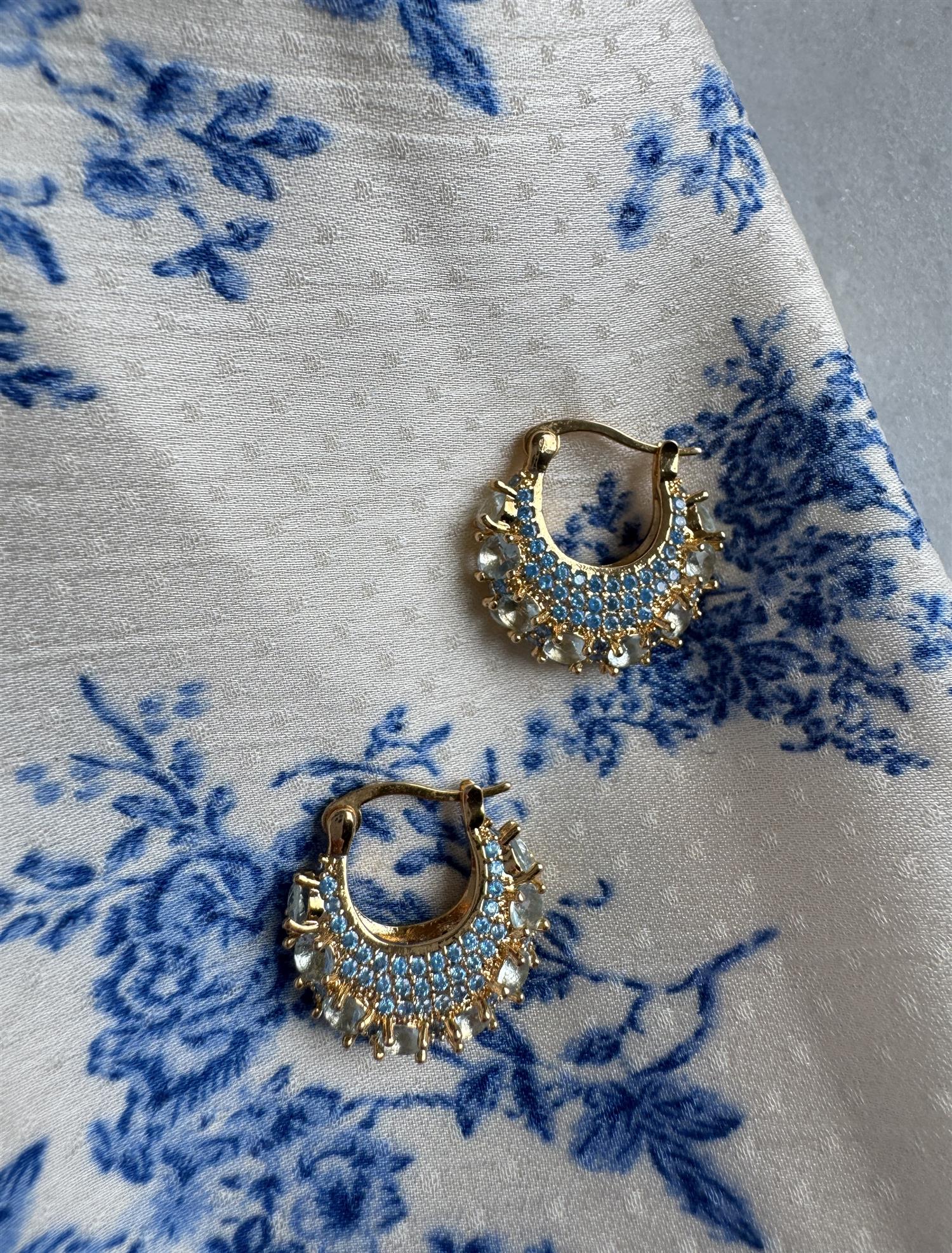 PICO Zahara Crystal Hoops Light Blue