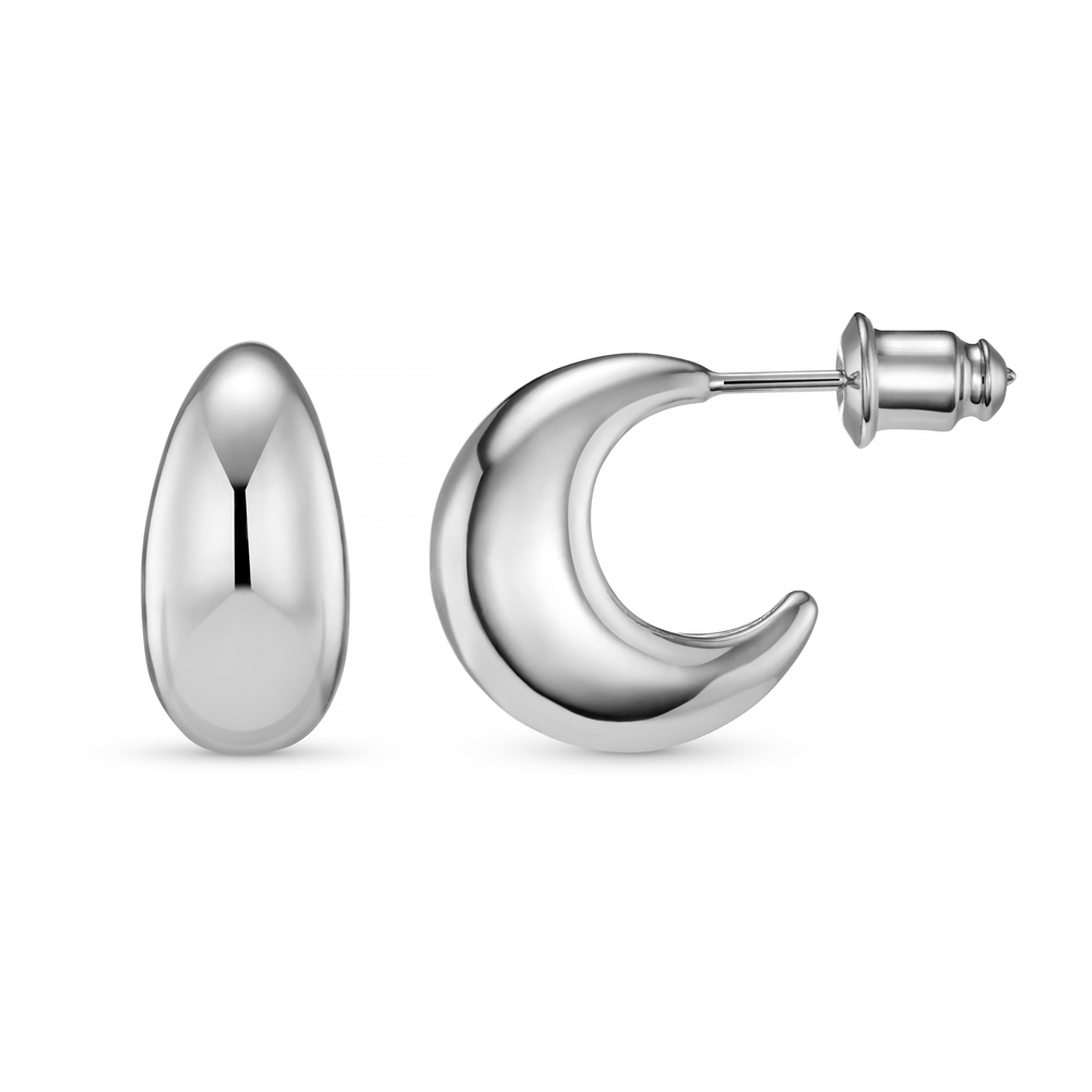 ORELIA Tapered Domed Hoop Silver