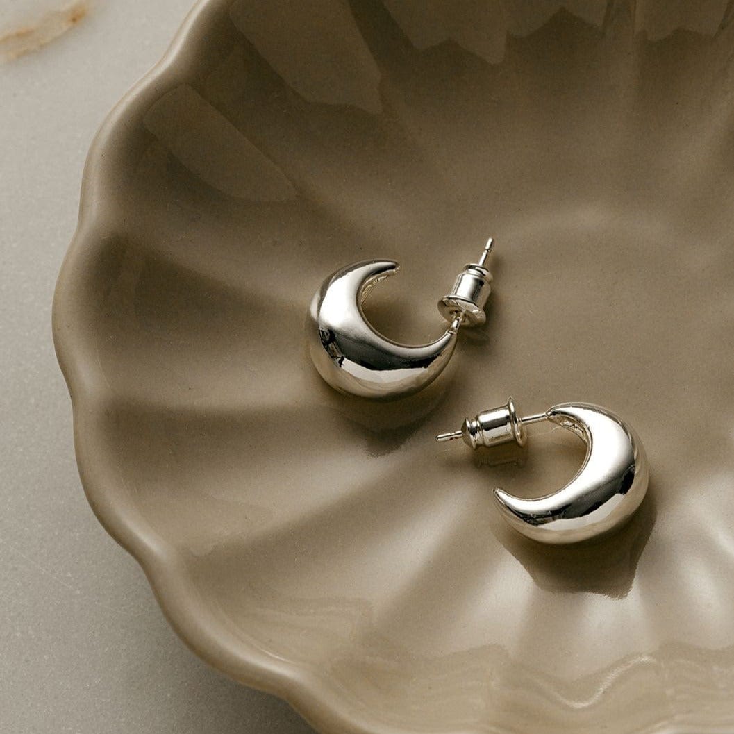 ORELIA Tapered Domed Hoop Silver