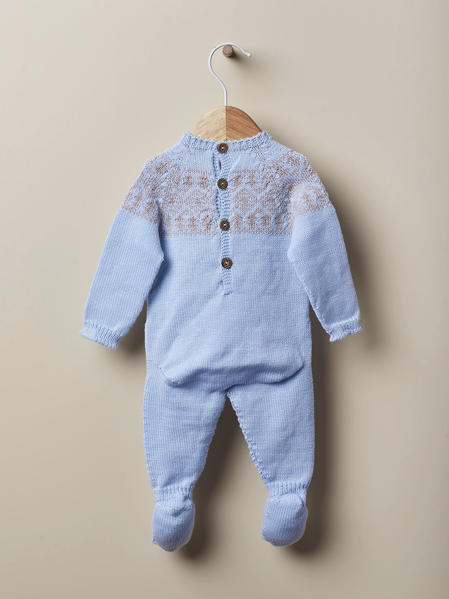 WEDOBLE Jacquard Babygrow,Wool Lyseblå