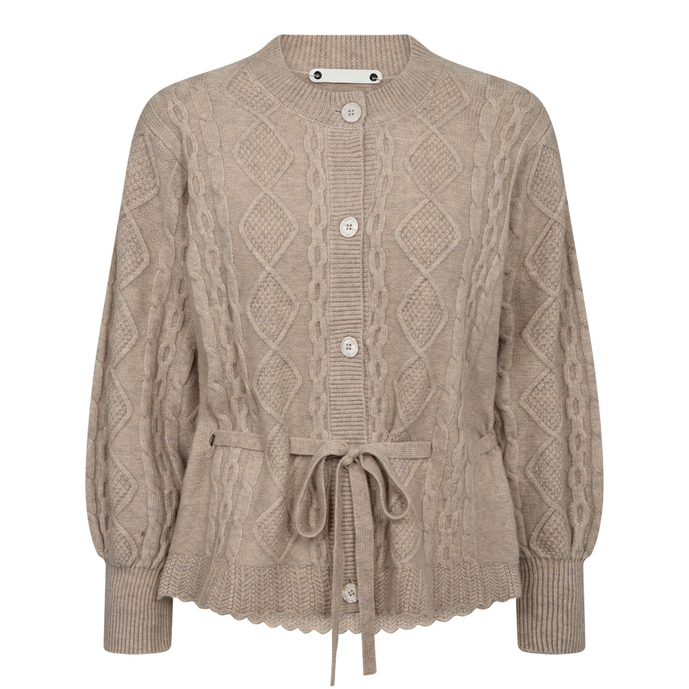 CO´ COUTURE Row Cable Tie Cardigan Lysebrun