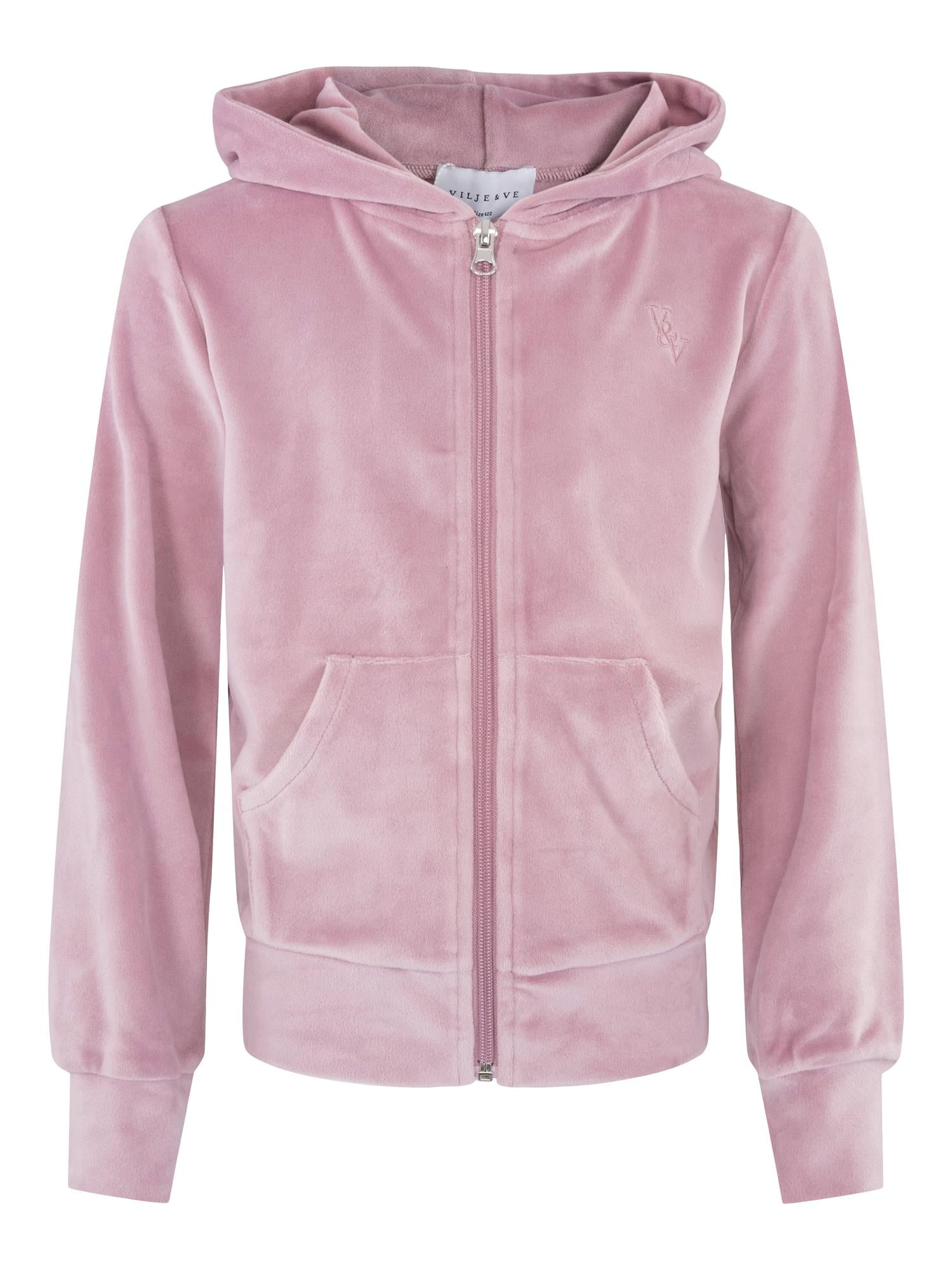 VILJE OG VE Hermine Velour Hooded Jacket Gammelrosa