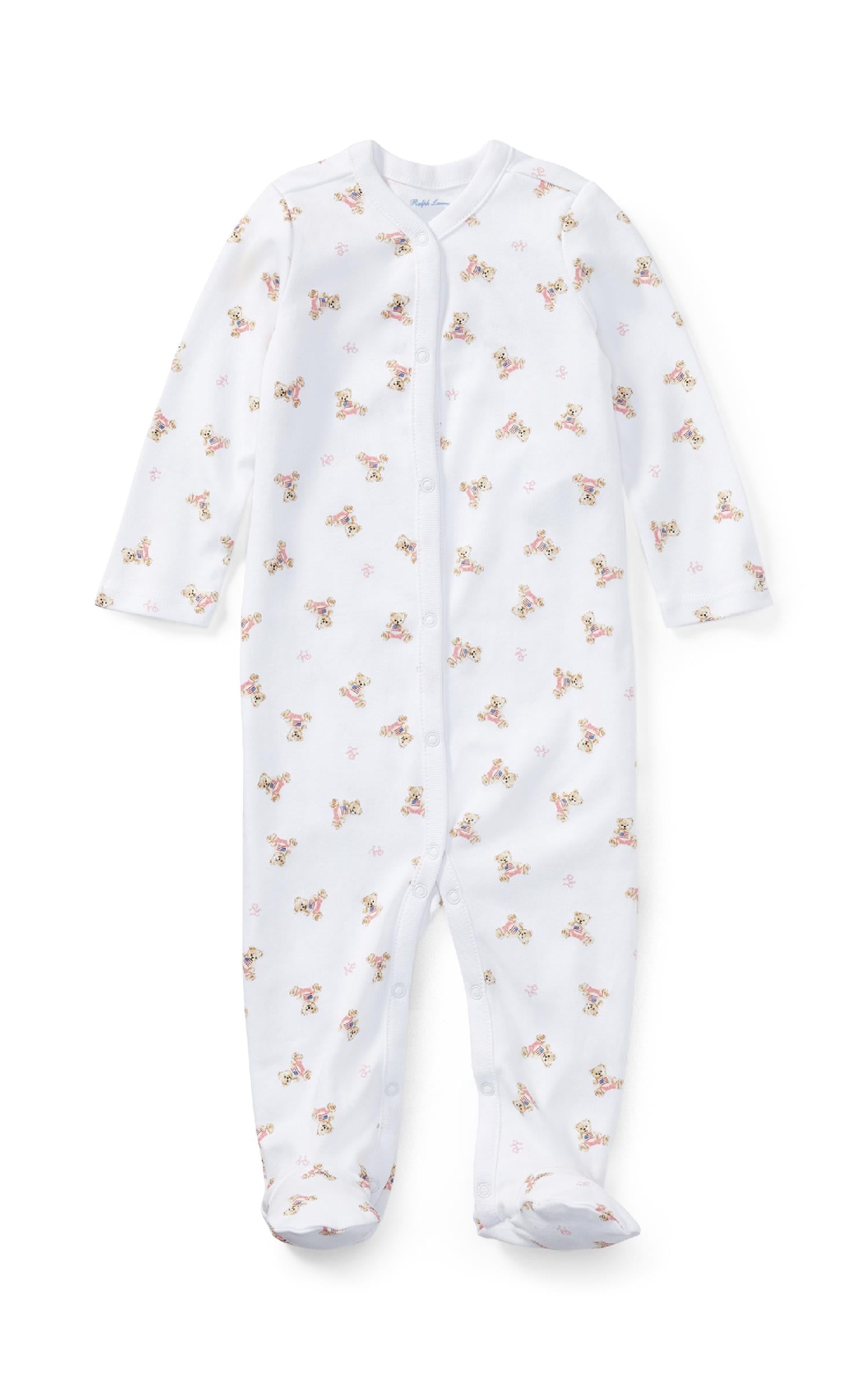 RALPH LAUREN Baby 0-24mnd. Polo Bear Coverall Hvit/Rosa