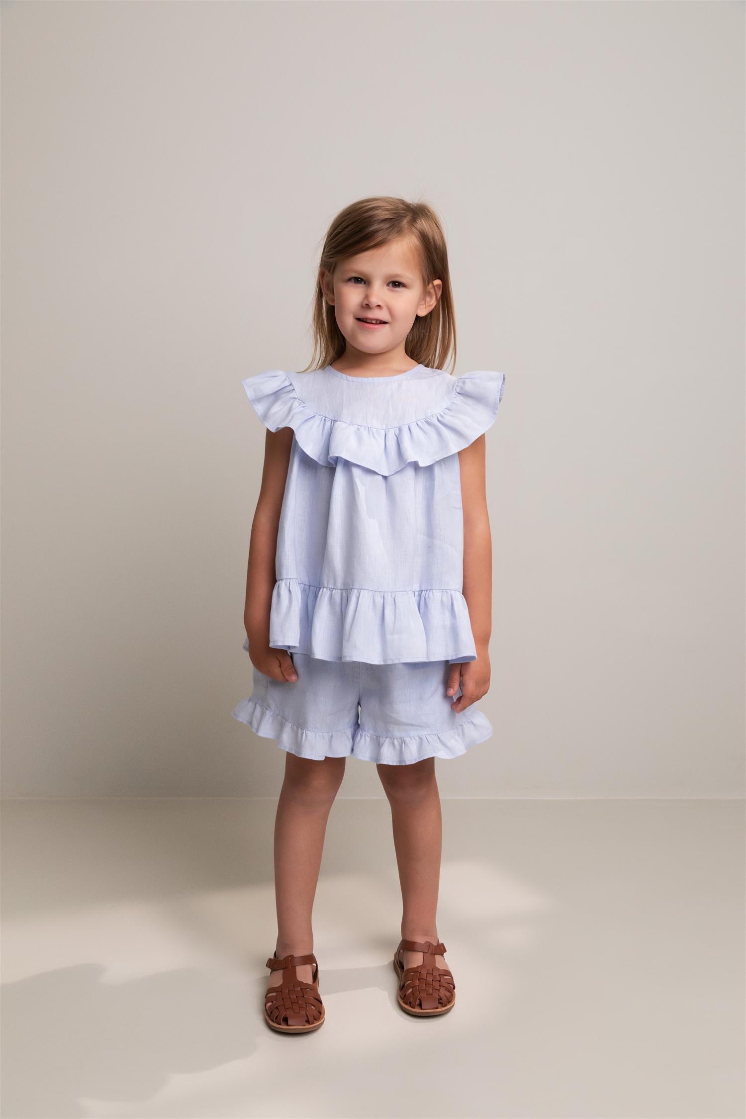 MARMAR COPENHAGEN 3-12ÅR Pala Frill Shorts,Linen Hvit