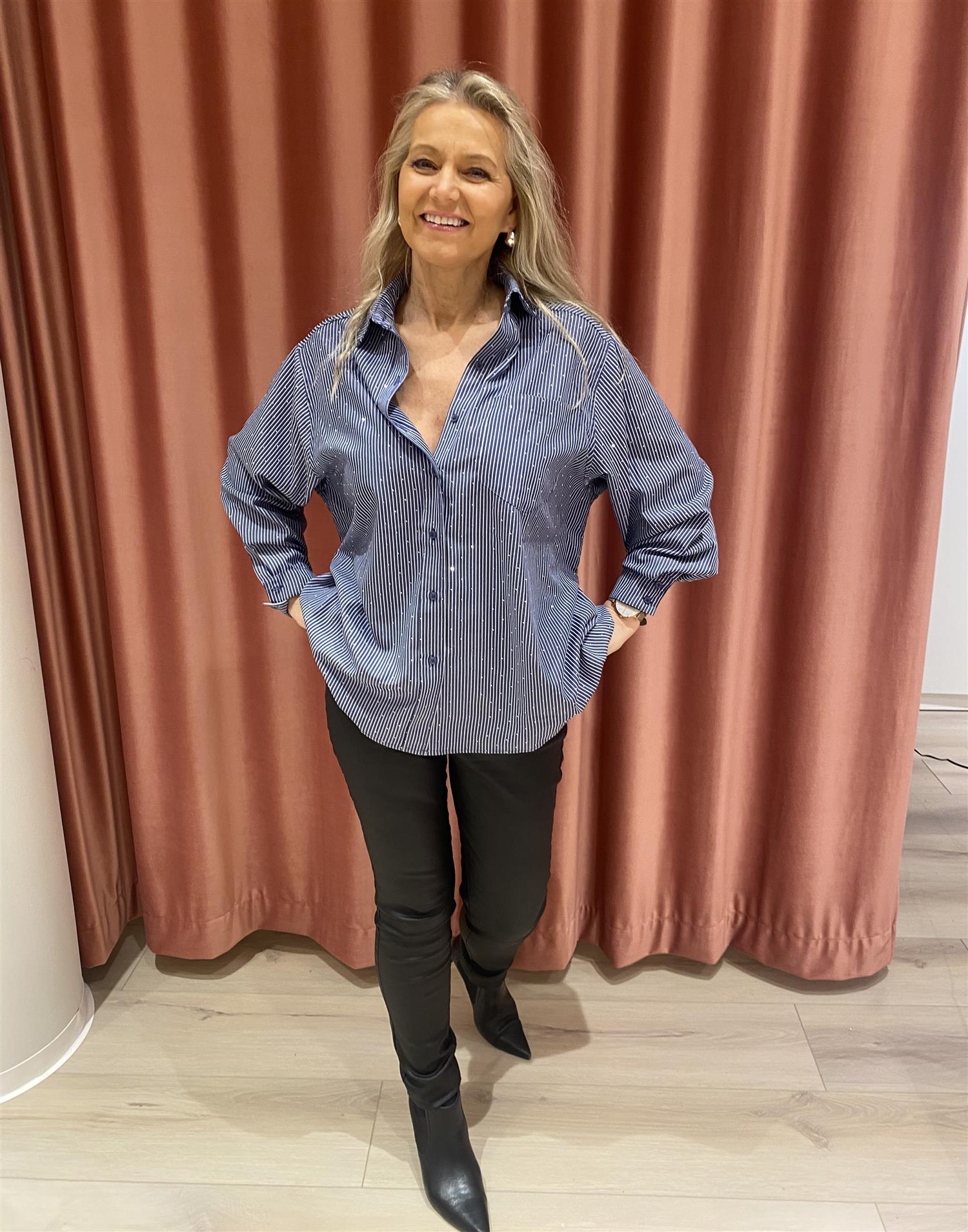 NEO NOIR Dalma B Stripe Stone shirt Blå