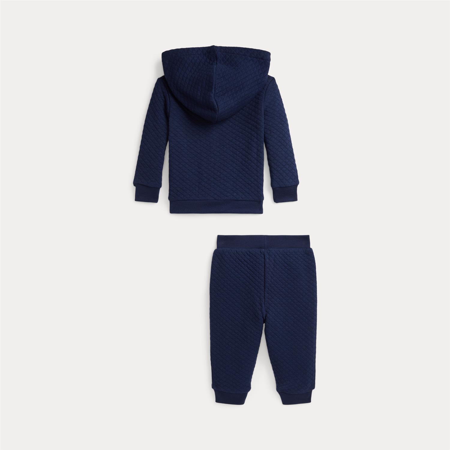 RALPH LAUREN Baby 0-24mnd. Quilt Hoodie & Pants Set Mørkeblå